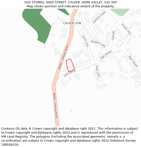 OLD STONES, HIGH STREET, CALVER, HOPE VALLEY, S32 3XP: Location map and indicative extent of plot