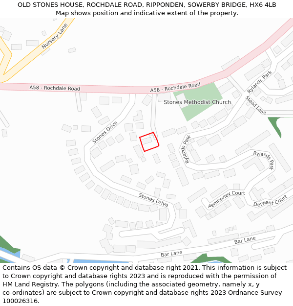 OLD STONES HOUSE, ROCHDALE ROAD, RIPPONDEN, SOWERBY BRIDGE, HX6 4LB: Location map and indicative extent of plot