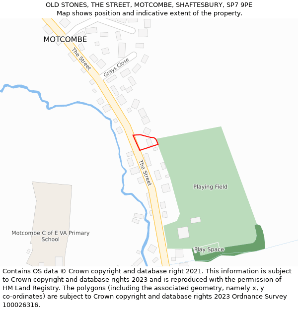 OLD STONES, THE STREET, MOTCOMBE, SHAFTESBURY, SP7 9PE: Location map and indicative extent of plot