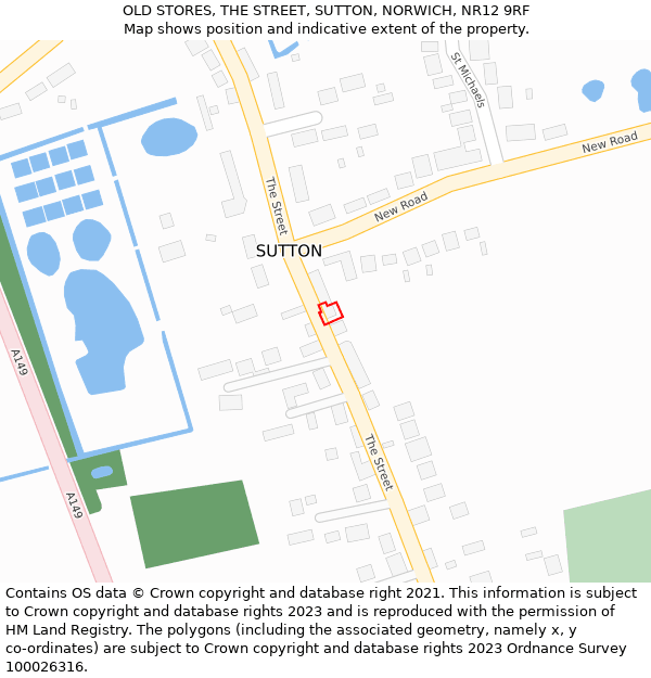 OLD STORES, THE STREET, SUTTON, NORWICH, NR12 9RF: Location map and indicative extent of plot