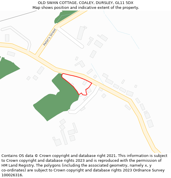 OLD SWAN COTTAGE, COALEY, DURSLEY, GL11 5DX: Location map and indicative extent of plot