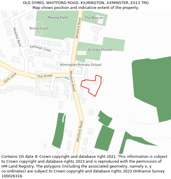 OLD SYMES, WHITFORD ROAD, KILMINGTON, AXMINSTER, EX13 7RG: Location map and indicative extent of plot