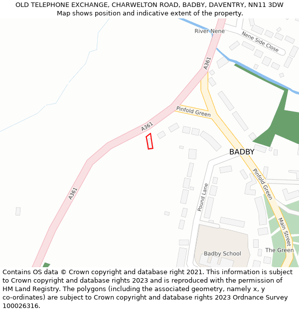 OLD TELEPHONE EXCHANGE, CHARWELTON ROAD, BADBY, DAVENTRY, NN11 3DW: Location map and indicative extent of plot