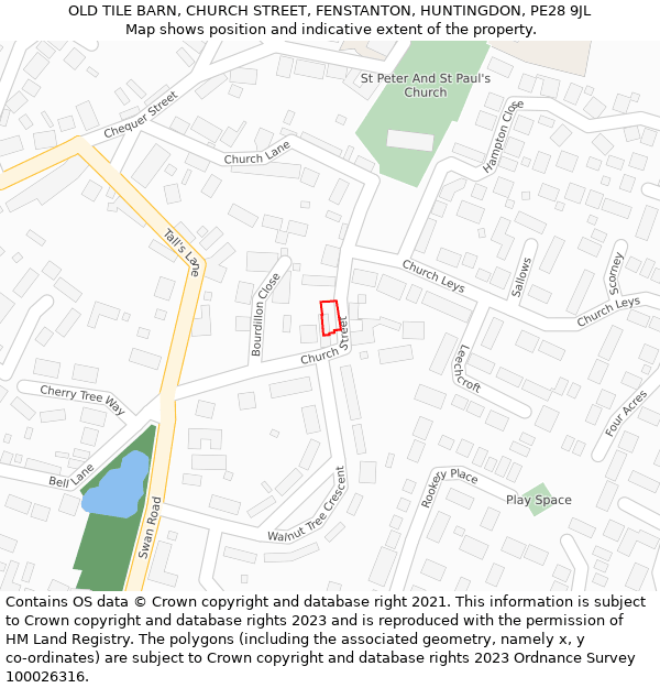 OLD TILE BARN, CHURCH STREET, FENSTANTON, HUNTINGDON, PE28 9JL: Location map and indicative extent of plot
