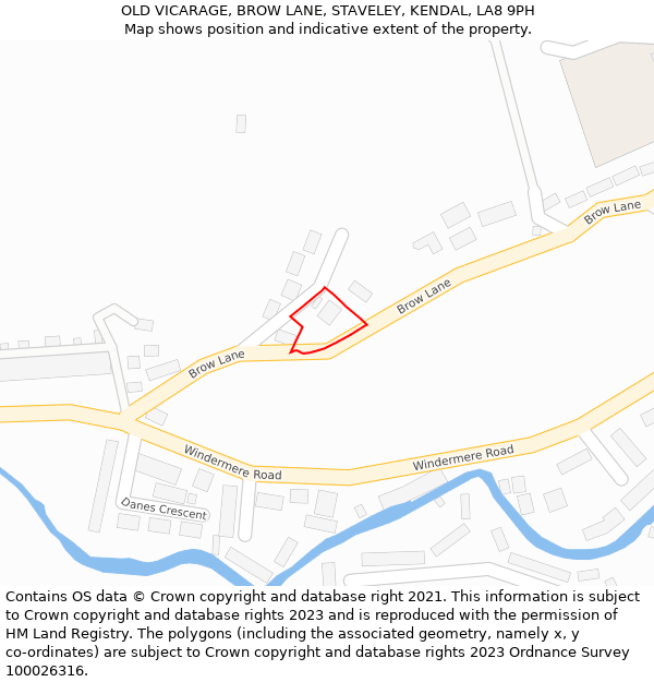 OLD VICARAGE, BROW LANE, STAVELEY, KENDAL, LA8 9PH: Location map and indicative extent of plot