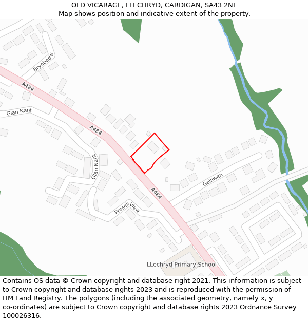 OLD VICARAGE, LLECHRYD, CARDIGAN, SA43 2NL: Location map and indicative extent of plot