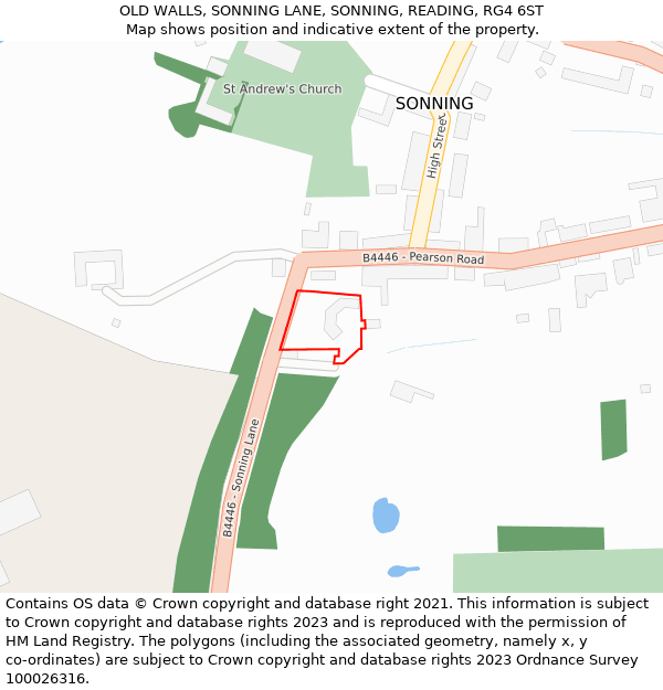 OLD WALLS, SONNING LANE, SONNING, READING, RG4 6ST: Location map and indicative extent of plot