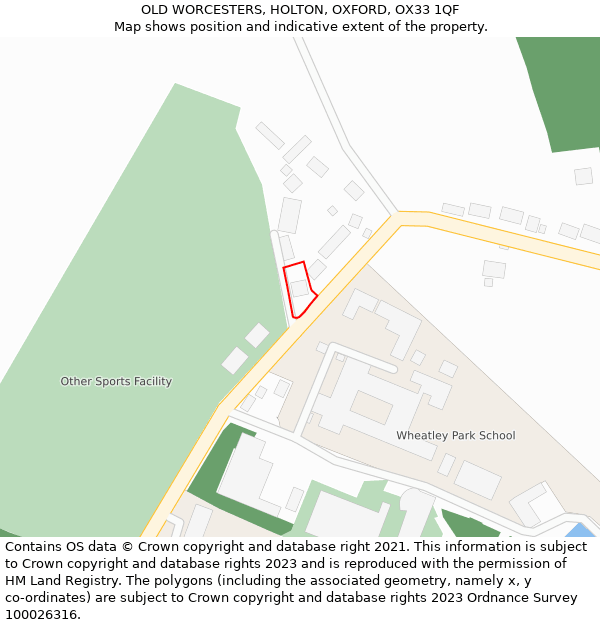 OLD WORCESTERS, HOLTON, OXFORD, OX33 1QF: Location map and indicative extent of plot