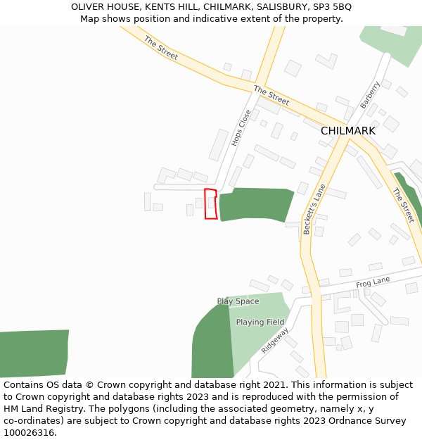 OLIVER HOUSE, KENTS HILL, CHILMARK, SALISBURY, SP3 5BQ: Location map and indicative extent of plot