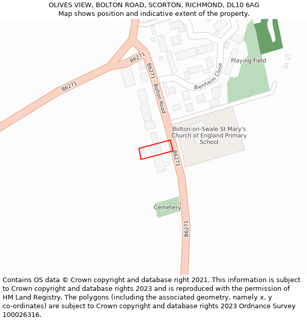 OLIVES VIEW, BOLTON ROAD, SCORTON, RICHMOND, DL10 6AG: Location map and indicative extent of plot