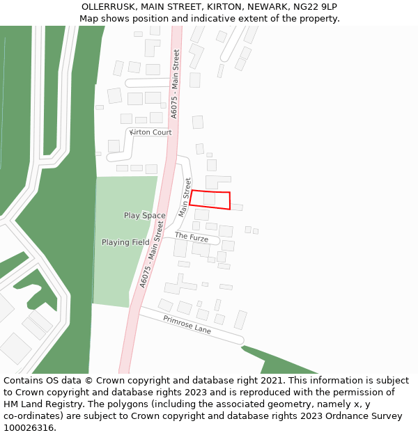 OLLERRUSK, MAIN STREET, KIRTON, NEWARK, NG22 9LP: Location map and indicative extent of plot
