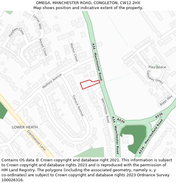 OMEGA, MANCHESTER ROAD, CONGLETON, CW12 2HX: Location map and indicative extent of plot