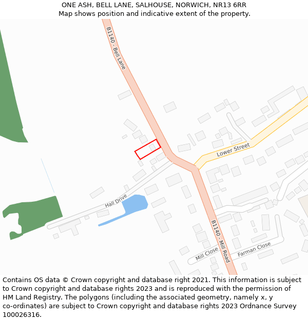 ONE ASH, BELL LANE, SALHOUSE, NORWICH, NR13 6RR: Location map and indicative extent of plot