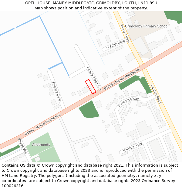 OPEL HOUSE, MANBY MIDDLEGATE, GRIMOLDBY, LOUTH, LN11 8SU: Location map and indicative extent of plot