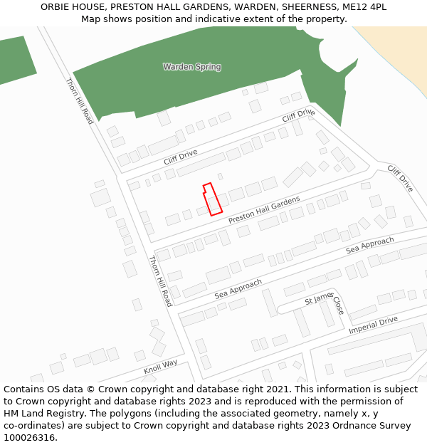 ORBIE HOUSE, PRESTON HALL GARDENS, WARDEN, SHEERNESS, ME12 4PL: Location map and indicative extent of plot