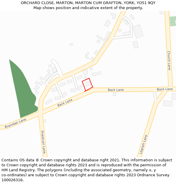 ORCHARD CLOSE, MARTON, MARTON CUM GRAFTON, YORK, YO51 9QY: Location map and indicative extent of plot