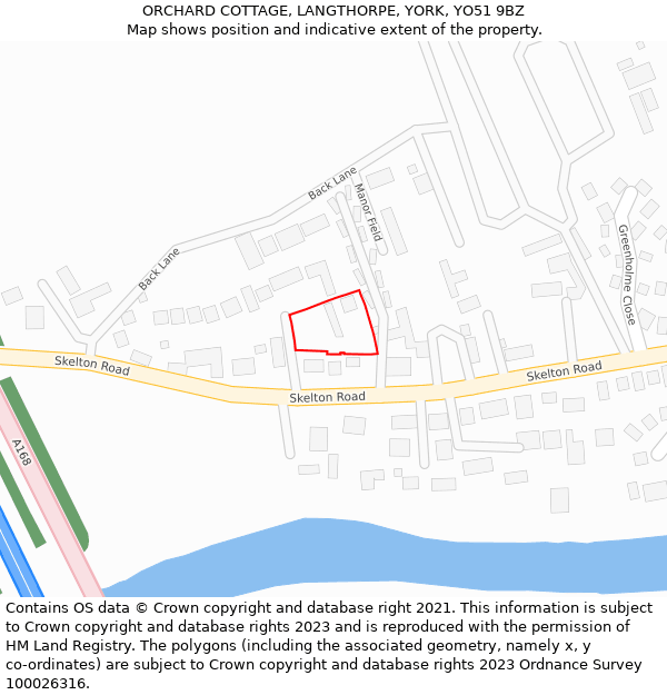 ORCHARD COTTAGE, LANGTHORPE, YORK, YO51 9BZ: Location map and indicative extent of plot