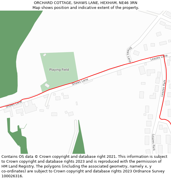 ORCHARD COTTAGE, SHAWS LANE, HEXHAM, NE46 3RN: Location map and indicative extent of plot