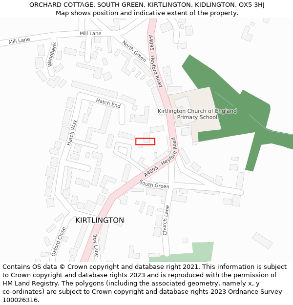 ORCHARD COTTAGE, SOUTH GREEN, KIRTLINGTON, KIDLINGTON, OX5 3HJ: Location map and indicative extent of plot