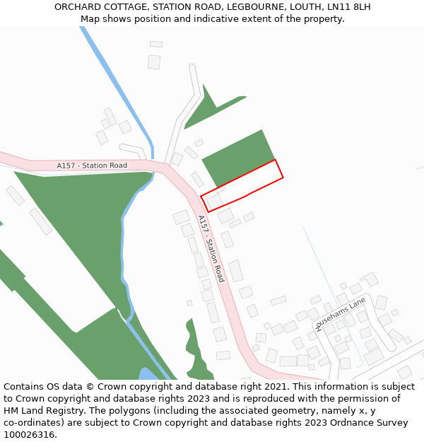 ORCHARD COTTAGE, STATION ROAD, LEGBOURNE, LOUTH, LN11 8LH: Location map and indicative extent of plot