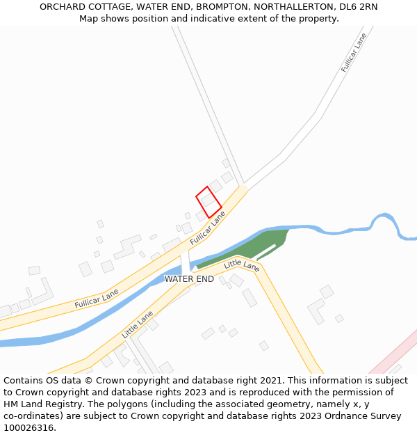 ORCHARD COTTAGE, WATER END, BROMPTON, NORTHALLERTON, DL6 2RN: Location map and indicative extent of plot