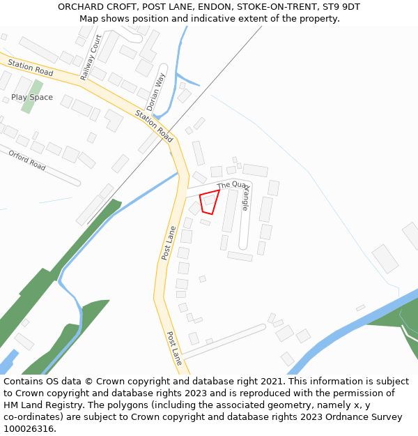ORCHARD CROFT, POST LANE, ENDON, STOKE-ON-TRENT, ST9 9DT: Location map and indicative extent of plot