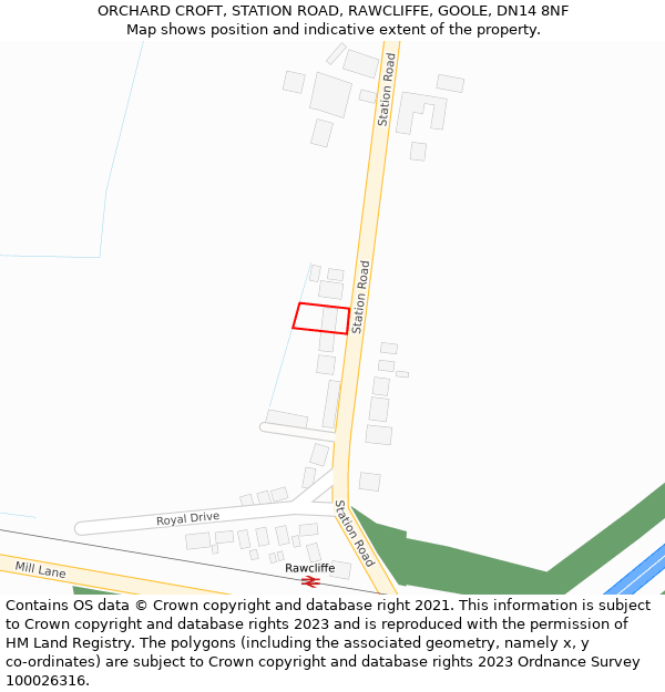 ORCHARD CROFT, STATION ROAD, RAWCLIFFE, GOOLE, DN14 8NF: Location map and indicative extent of plot