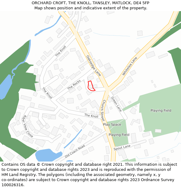 ORCHARD CROFT, THE KNOLL, TANSLEY, MATLOCK, DE4 5FP: Location map and indicative extent of plot