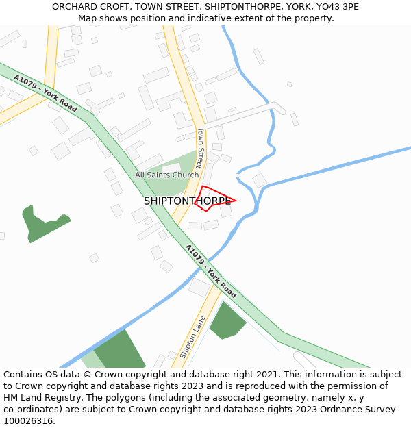 ORCHARD CROFT, TOWN STREET, SHIPTONTHORPE, YORK, YO43 3PE: Location map and indicative extent of plot