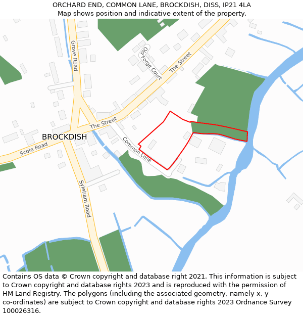 ORCHARD END, COMMON LANE, BROCKDISH, DISS, IP21 4LA: Location map and indicative extent of plot