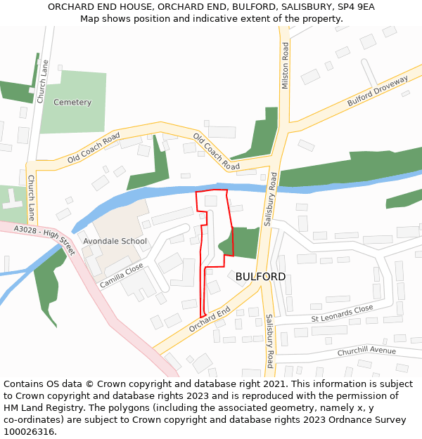 ORCHARD END HOUSE, ORCHARD END, BULFORD, SALISBURY, SP4 9EA: Location map and indicative extent of plot