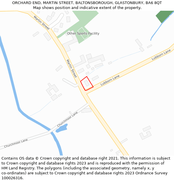 ORCHARD END, MARTIN STREET, BALTONSBOROUGH, GLASTONBURY, BA6 8QT: Location map and indicative extent of plot