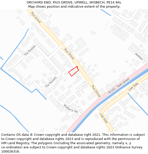 ORCHARD END, PIUS DROVE, UPWELL, WISBECH, PE14 9AL: Location map and indicative extent of plot