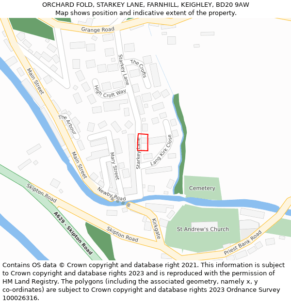 ORCHARD FOLD, STARKEY LANE, FARNHILL, KEIGHLEY, BD20 9AW: Location map and indicative extent of plot