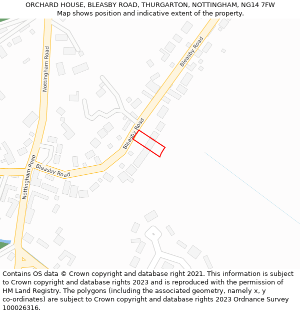 ORCHARD HOUSE, BLEASBY ROAD, THURGARTON, NOTTINGHAM, NG14 7FW: Location map and indicative extent of plot