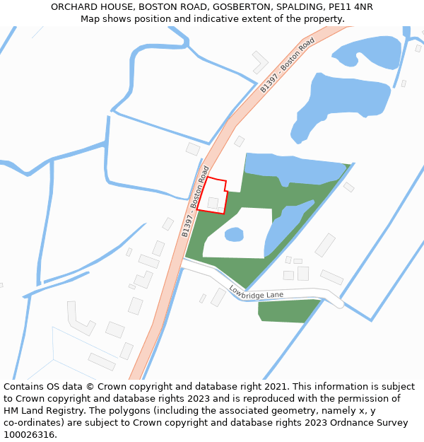 ORCHARD HOUSE, BOSTON ROAD, GOSBERTON, SPALDING, PE11 4NR: Location map and indicative extent of plot