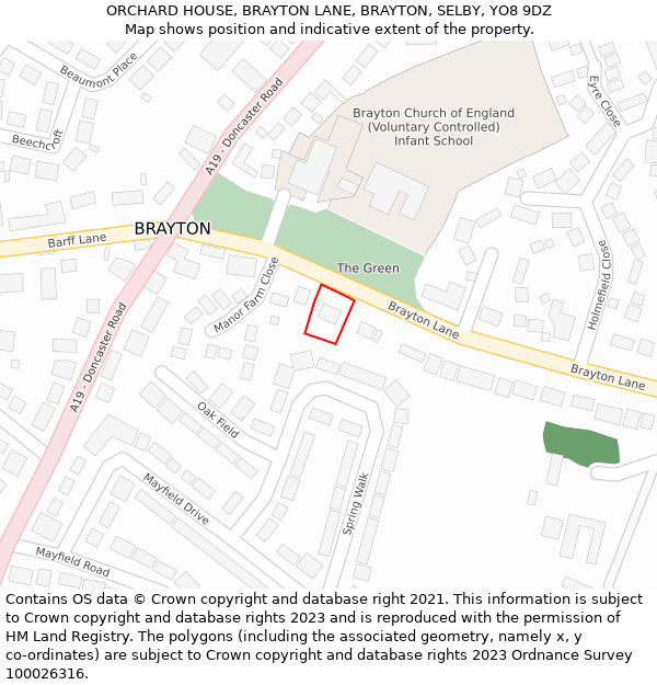 ORCHARD HOUSE, BRAYTON LANE, BRAYTON, SELBY, YO8 9DZ: Location map and indicative extent of plot