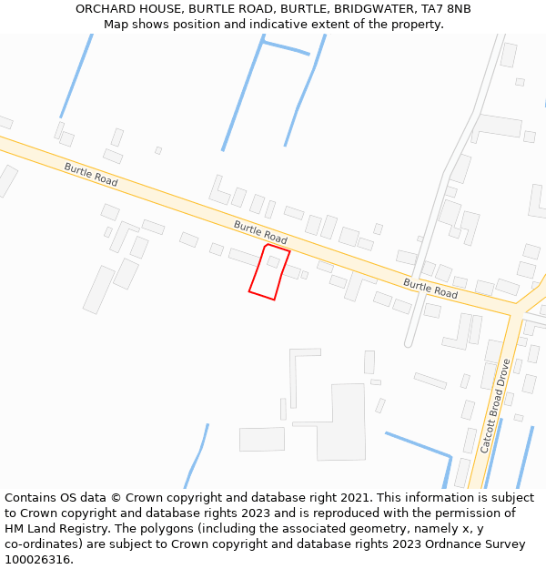 ORCHARD HOUSE, BURTLE ROAD, BURTLE, BRIDGWATER, TA7 8NB: Location map and indicative extent of plot