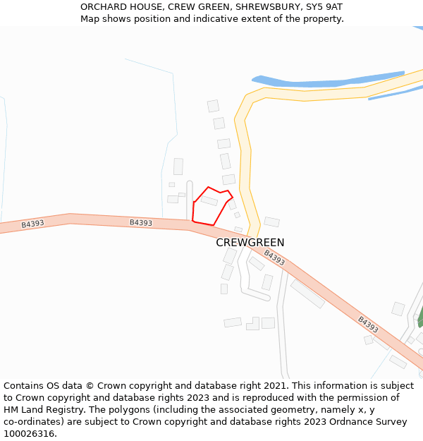 ORCHARD HOUSE, CREW GREEN, SHREWSBURY, SY5 9AT: Location map and indicative extent of plot