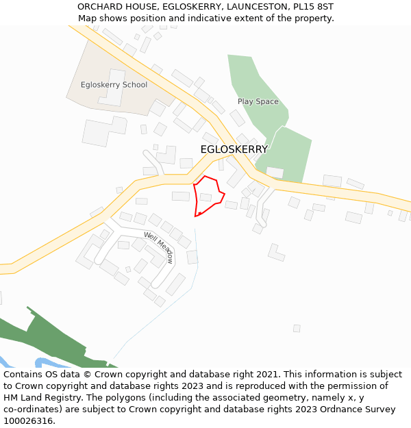 ORCHARD HOUSE, EGLOSKERRY, LAUNCESTON, PL15 8ST: Location map and indicative extent of plot