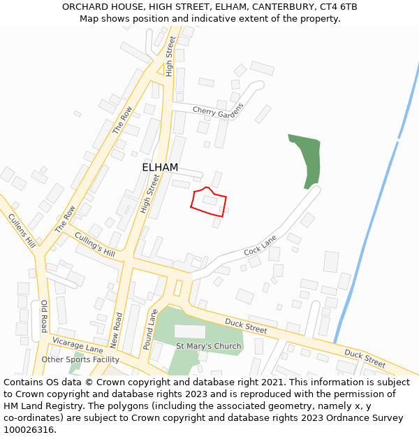 ORCHARD HOUSE, HIGH STREET, ELHAM, CANTERBURY, CT4 6TB: Location map and indicative extent of plot