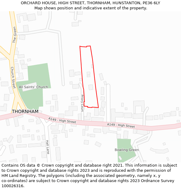 ORCHARD HOUSE, HIGH STREET, THORNHAM, HUNSTANTON, PE36 6LY: Location map and indicative extent of plot
