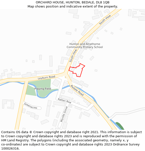 ORCHARD HOUSE, HUNTON, BEDALE, DL8 1QB: Location map and indicative extent of plot