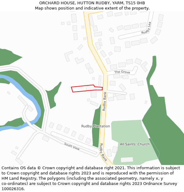 ORCHARD HOUSE, HUTTON RUDBY, YARM, TS15 0HB: Location map and indicative extent of plot