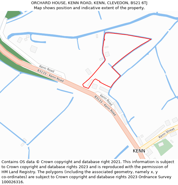 ORCHARD HOUSE, KENN ROAD, KENN, CLEVEDON, BS21 6TJ: Location map and indicative extent of plot