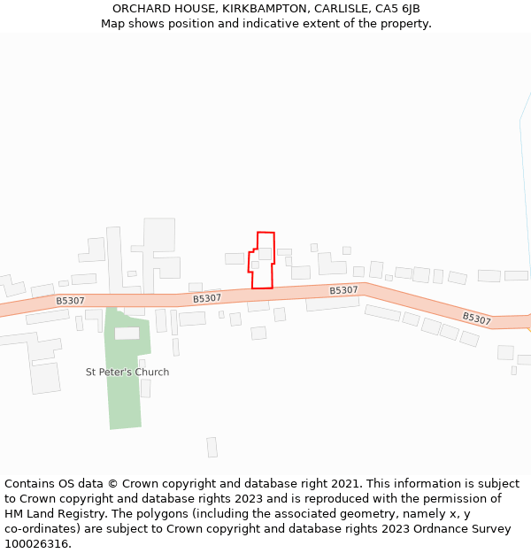 ORCHARD HOUSE, KIRKBAMPTON, CARLISLE, CA5 6JB: Location map and indicative extent of plot