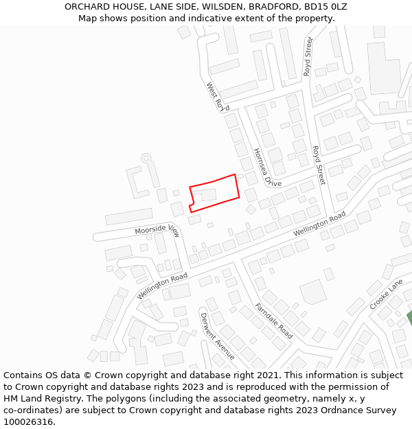 ORCHARD HOUSE, LANE SIDE, WILSDEN, BRADFORD, BD15 0LZ: Location map and indicative extent of plot