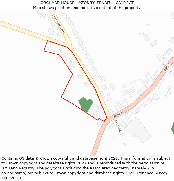 ORCHARD HOUSE, LAZONBY, PENRITH, CA10 1AT: Location map and indicative extent of plot