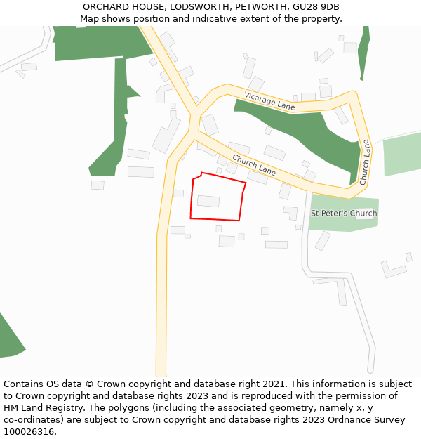 ORCHARD HOUSE, LODSWORTH, PETWORTH, GU28 9DB: Location map and indicative extent of plot