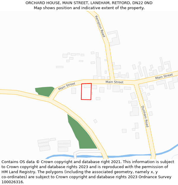 ORCHARD HOUSE, MAIN STREET, LANEHAM, RETFORD, DN22 0ND: Location map and indicative extent of plot